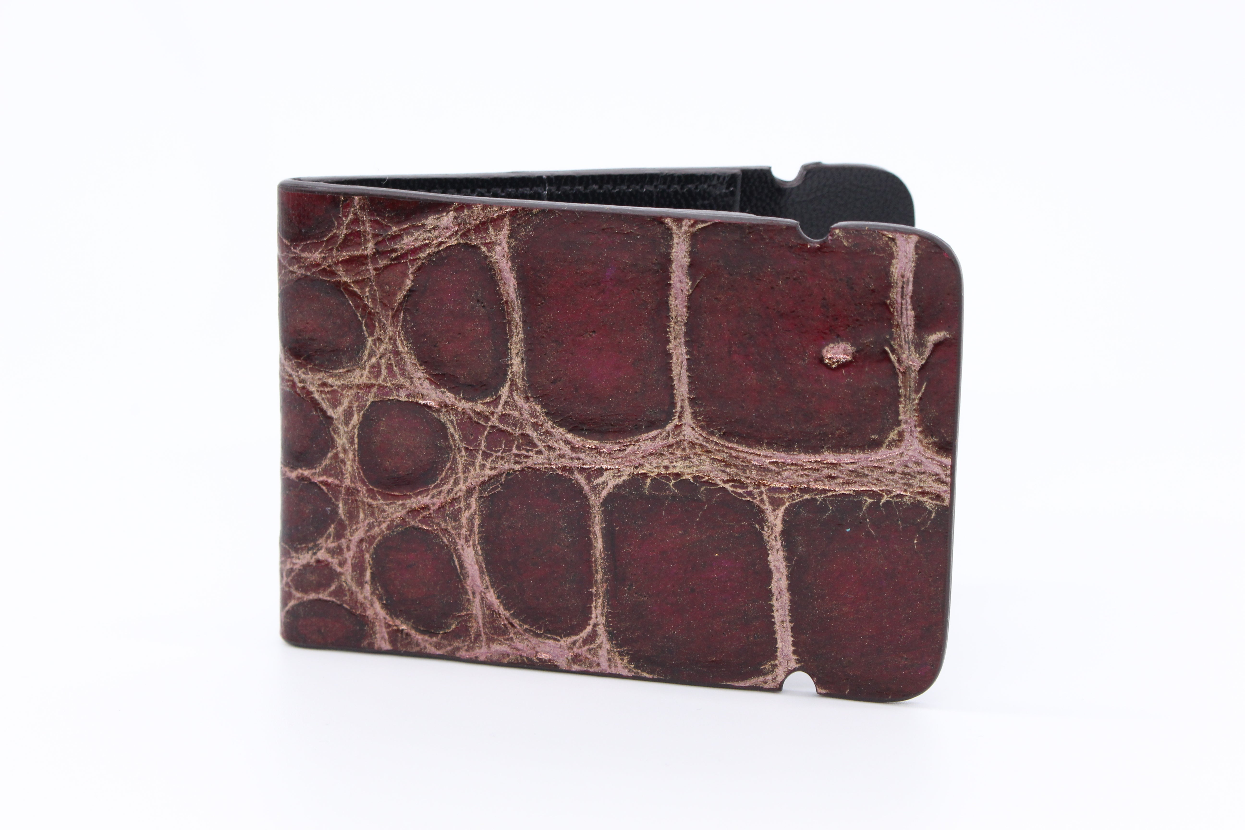 Gibbons Handmade - Wallets | Hand Painted Alligator Cash Cover - Merlot ...